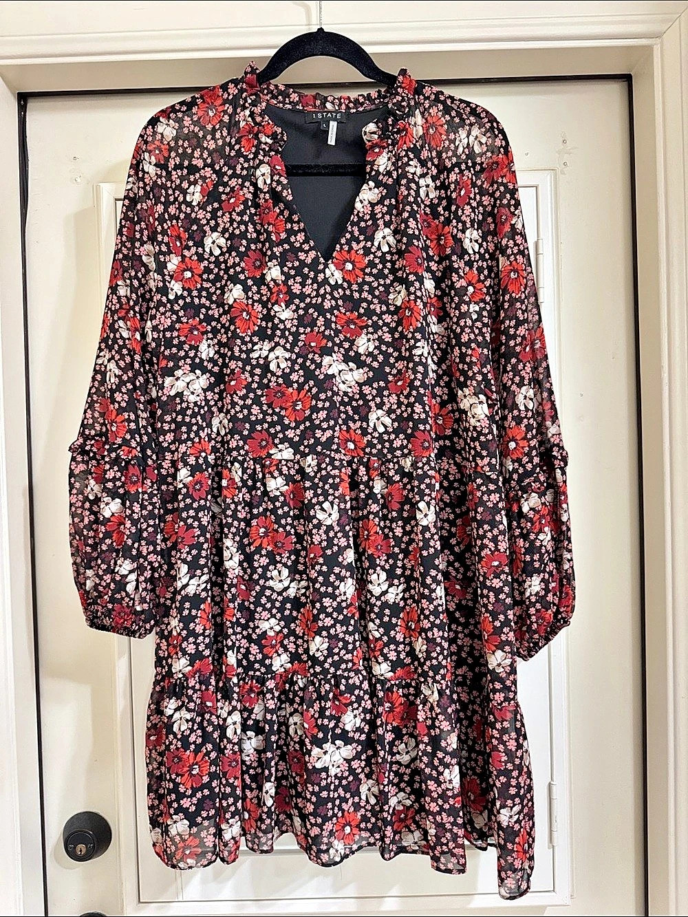 1.STATE Floral Mini Dress in Black & Red Size Small